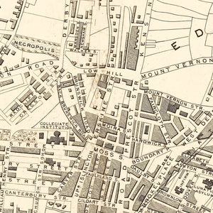 Vintage Map of Liverpool, United Kingdom 1851