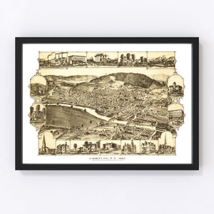 Vintage Map of Corning, New York 1882
