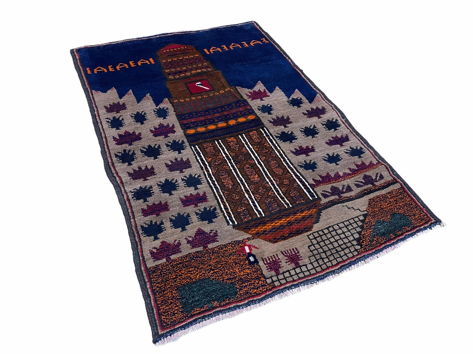 3 X 4.5 Vintage Handmade Tribal Wool Rug Baluchi Rug Afghan Rug Red Blue Beige