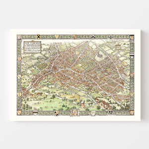 Vintage Map of Birmingham, England 1923