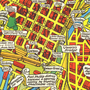Vintage Map of Melbourne, Australia 1934