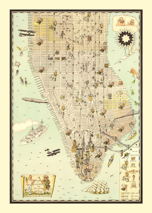 Vintage Map of Manhattan, New York 1927