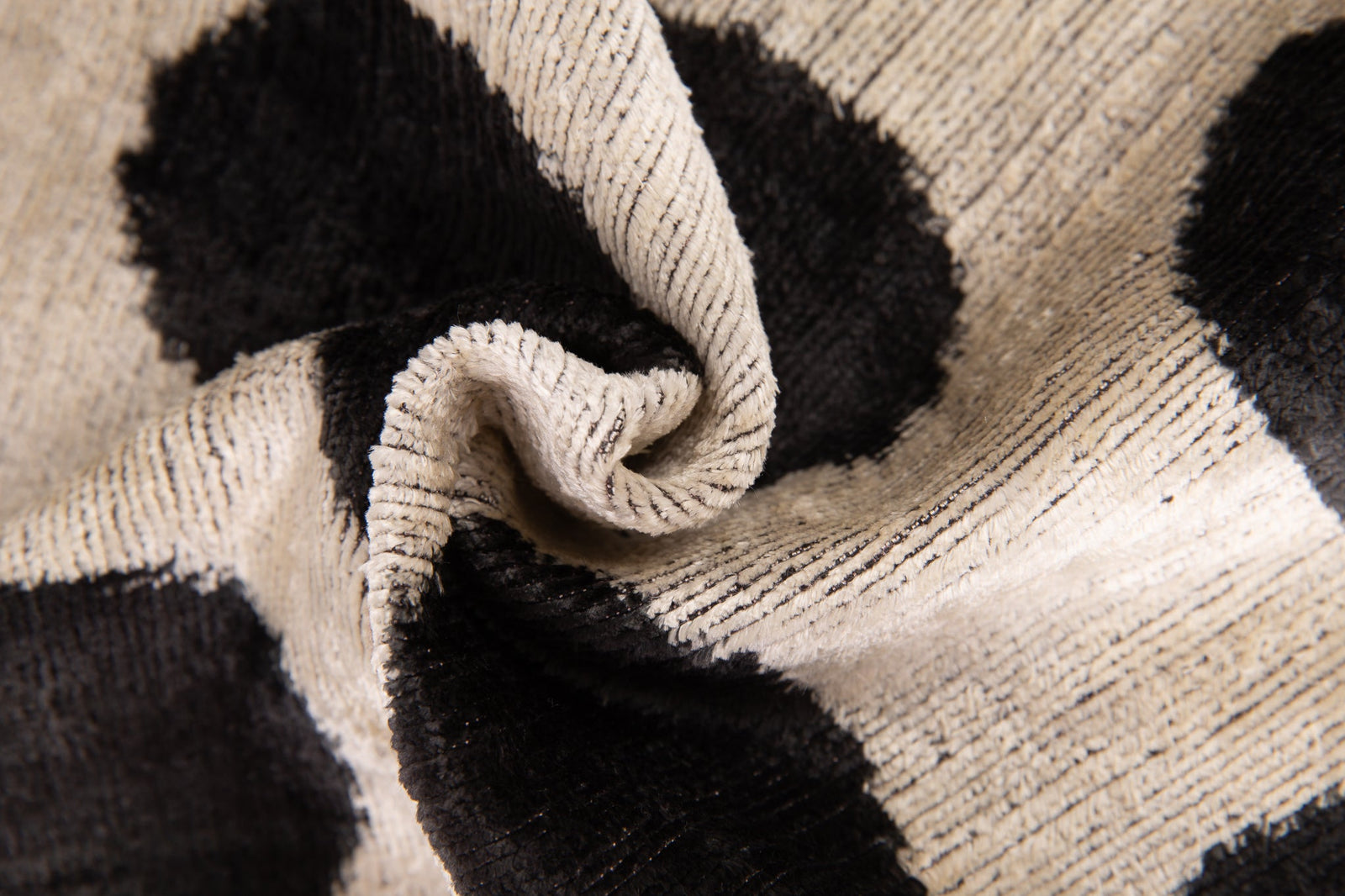 Luxury Silk Velvet Throw Pillow - Black and Ivory Polka Dot Design, 16x16