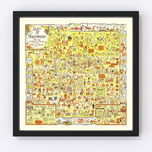 Vintage Map of Hollywood, California 1928