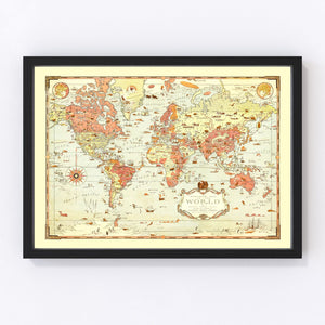 Vintage Mercator Map of the World 1931