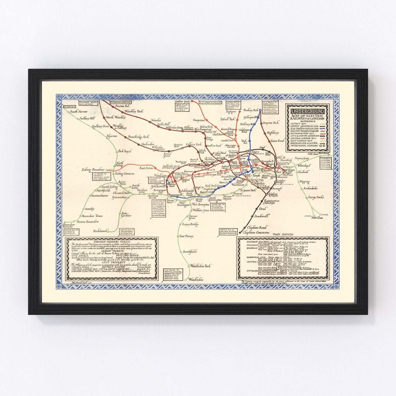 Vintage Subway Map of London 1921