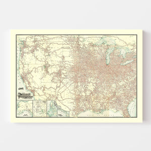 Vintage ABC Pathfinder Railway Guide Map 1902