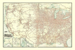 Vintage ABC Pathfinder Railway Guide Map 1902