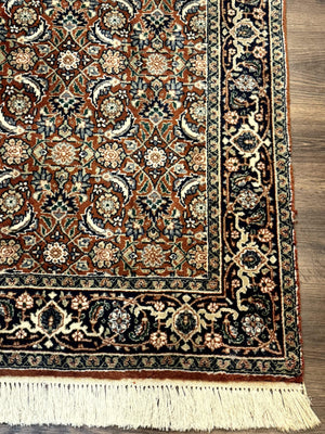 Indo Persian Bijar Rug 3x5, Red and Navy Blue, Allover Pattern, Fine Hand Knotted Wool Carpet
