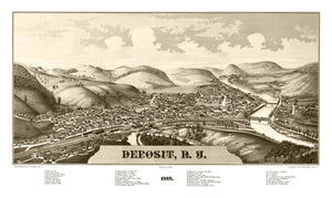 Vintage Map of Deposit, New York 1887