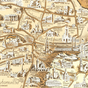 Vintage Pictorial Map of Boston, MA 1938