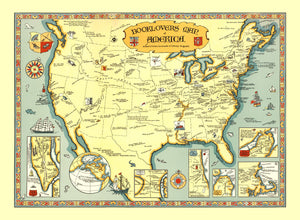 Vintage Book Lovers Map of America 1926