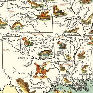 Vintage Map of Big Game Fish of America 1936
