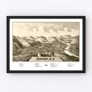 Vintage Map of Deposit, New York 1887