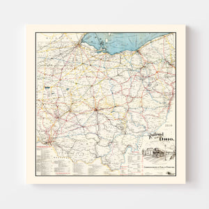 Vintage Railroad Map of Ohio 1914