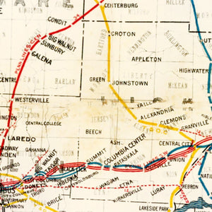 Vintage Railroad Map of Ohio 1914