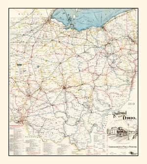 Vintage Railroad Map of Ohio 1914