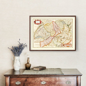 Vintage Map of Switzerland 1623