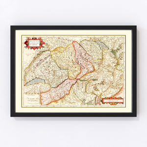 Vintage Map of Switzerland 1623