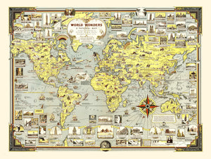 Vintage Pictorial World Map 1939
