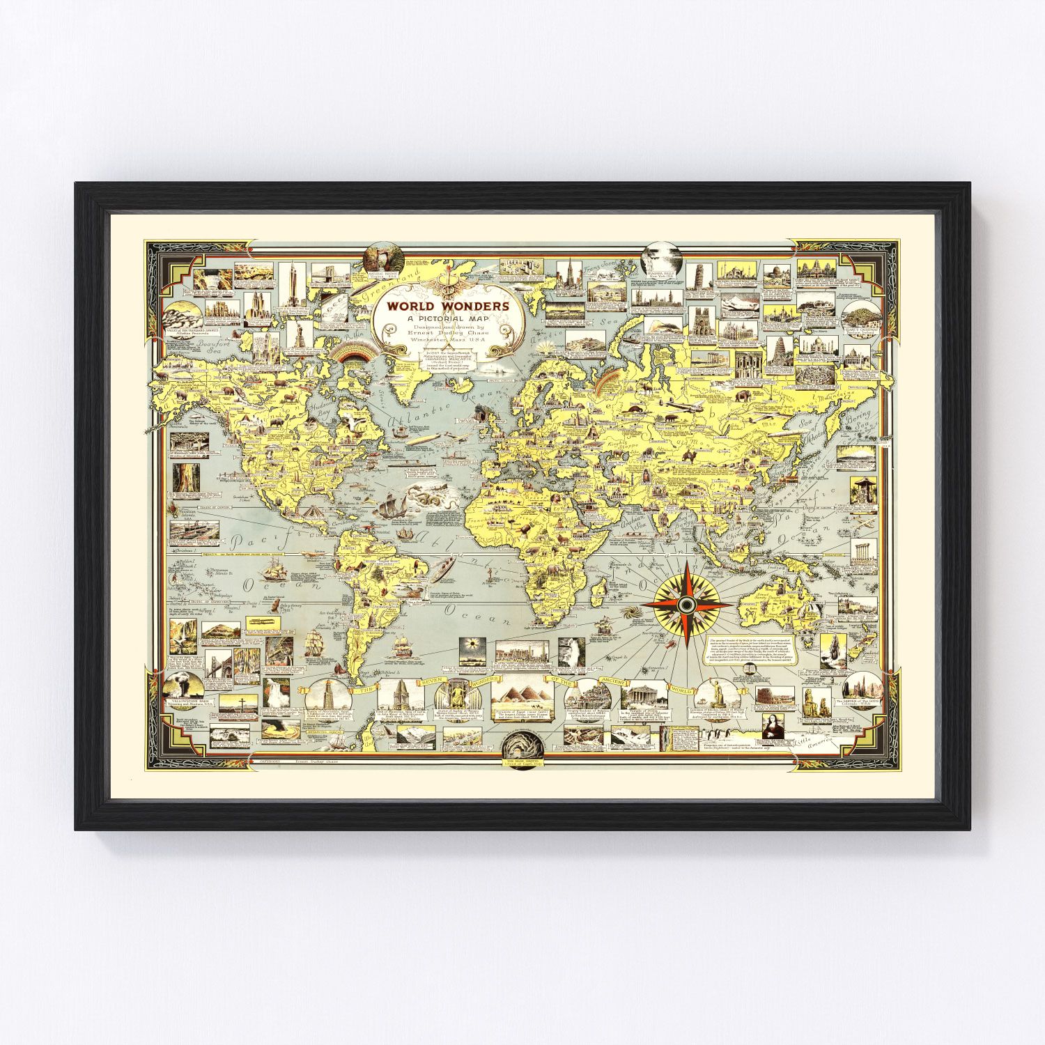 Vintage Pictorial World Map 1939