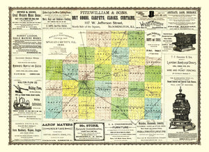 Vintage Map of McLean County, Illinois 1886