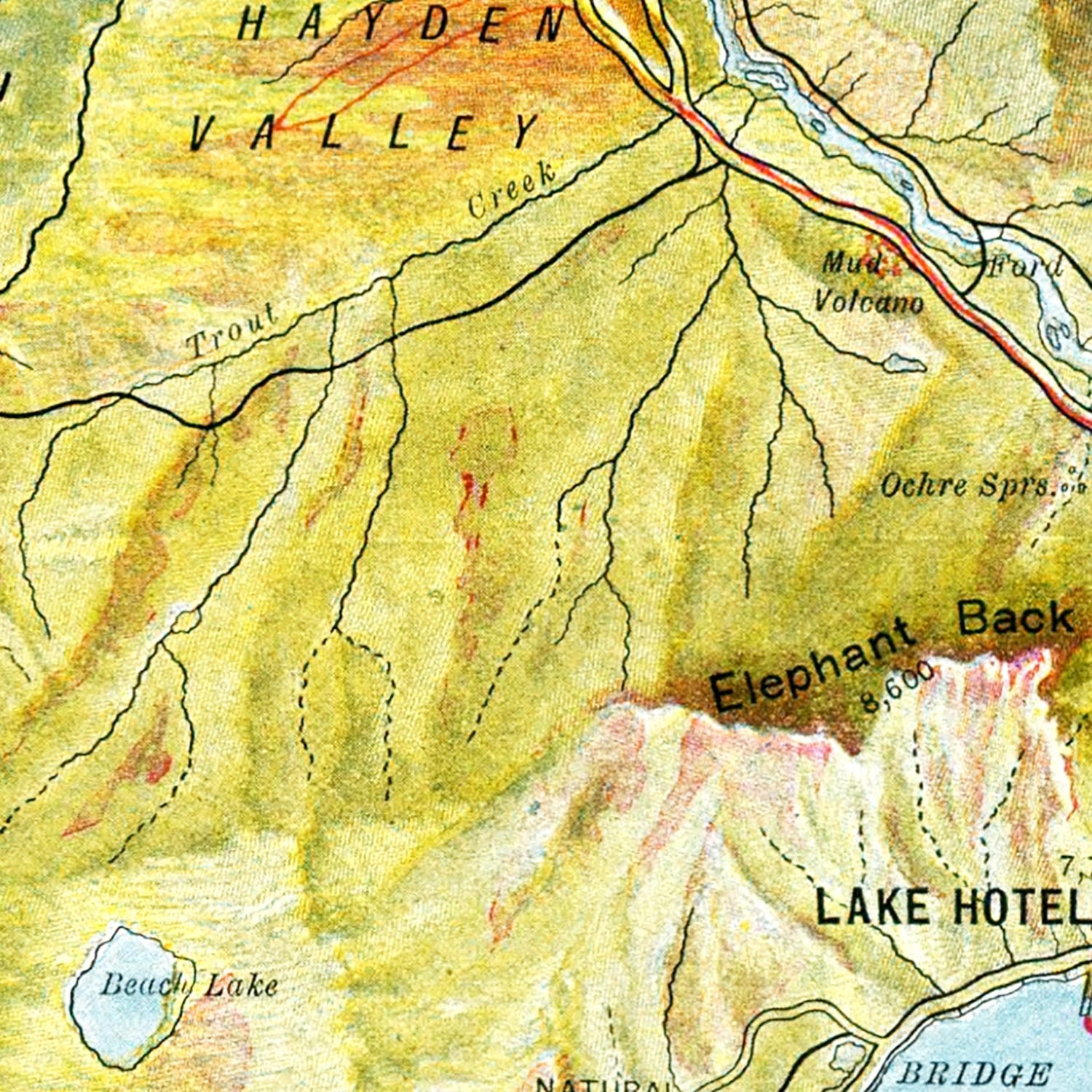 Vintage Map of Yellowstone National Park 1898
