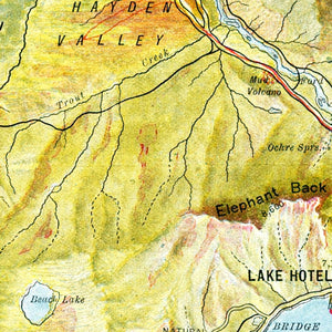 Vintage Map of Yellowstone National Park 1898