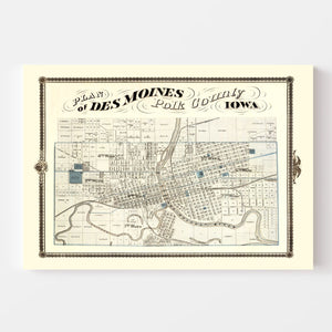 Vintage Map of Des Moines, Iowa 1875
