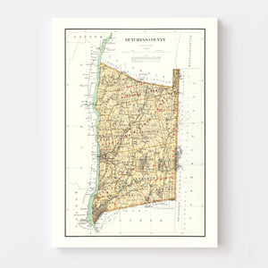 Vintage Map of Dutchess County, New York 1895