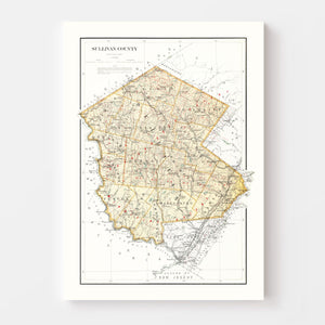 Vintage Map of Sullivan County, New York 1895