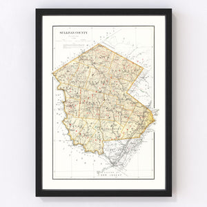 Vintage Map of Sullivan County, New York 1895
