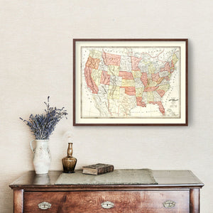 Vintage Map of United States 1883