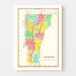 Vintage Map of Vermont 1831