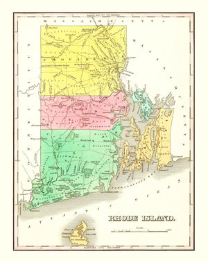Vintage Map of Rhode Island 1831