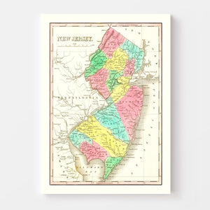 Vintage Map of New Jersey 1831