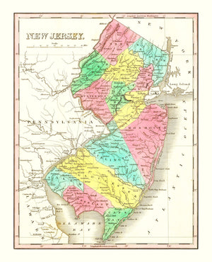 Vintage Map of New Jersey 1831