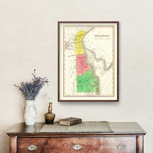 Vintage Map of Delaware 1831