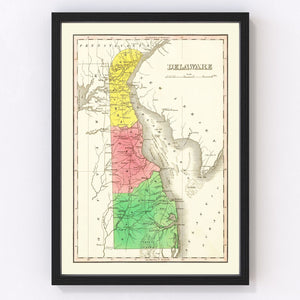 Vintage Map of Delaware 1831