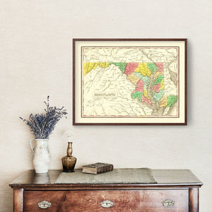 Vintage Map of Maryland 1831