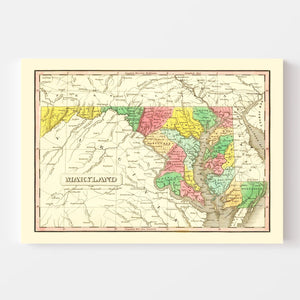 Vintage Map of Maryland 1831