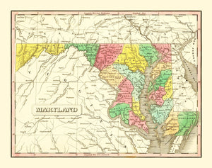Vintage Map of Maryland 1831
