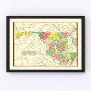 Vintage Map of Maryland 1831