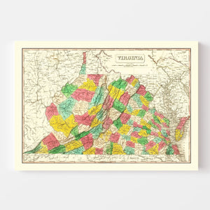 Vintage Map of Virginia 1831
