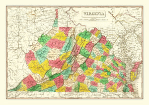 Vintage Map of Virginia 1831
