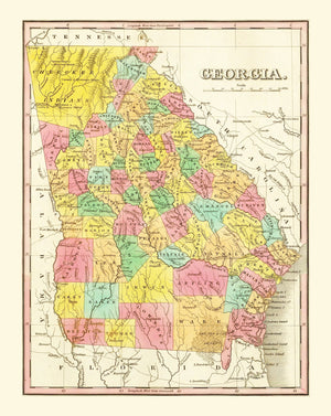 Vintage Map of Georgia 1831