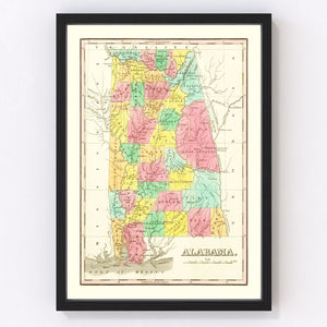 Vintage Map of Alabama 1831