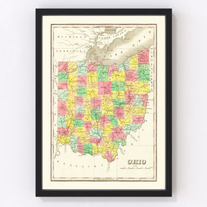 Vintage Map of Ohio 1831