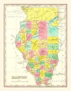 Vintage Map of Illinois 1831