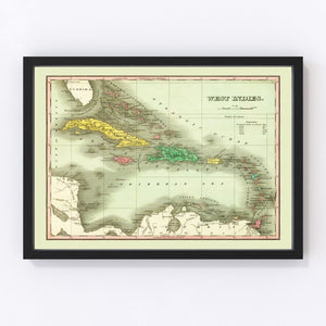 Vintage Map of West Indies 1831